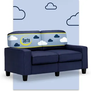 Serta Palisades 61" Track Arm Sofa, Easy Care Polyester, Soft Pillow Back, Pocket Coil Seat Cushions, Removable Covers, Loveseat or Couch for Small Spaces, Living Rooms or Bedrooms, Navy Blue