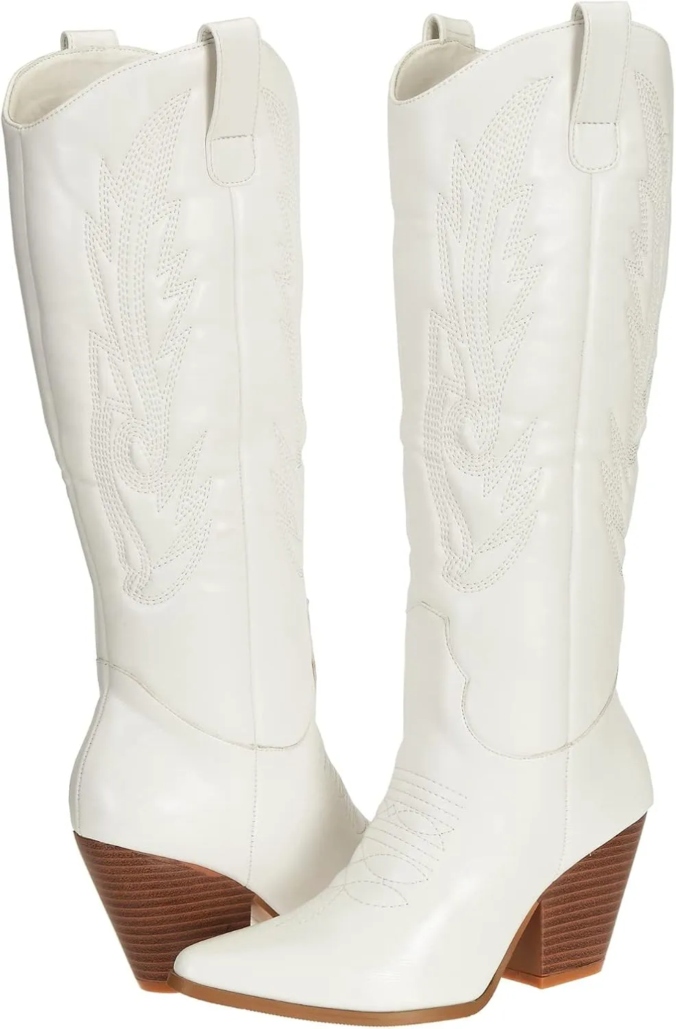 SheSole Women's Tall Cowgirl Cowboy Boots Knee High Chunky Heel Wide Calf Western Country Riding Boots