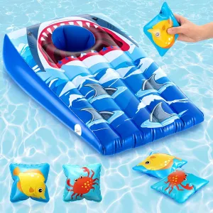 ShinyRelief 1 Pack Cornhole Pool Games Adults Toys Shark Themed Summer Hawaiian Games for Adults Teens and Family Water Pool Toys Party