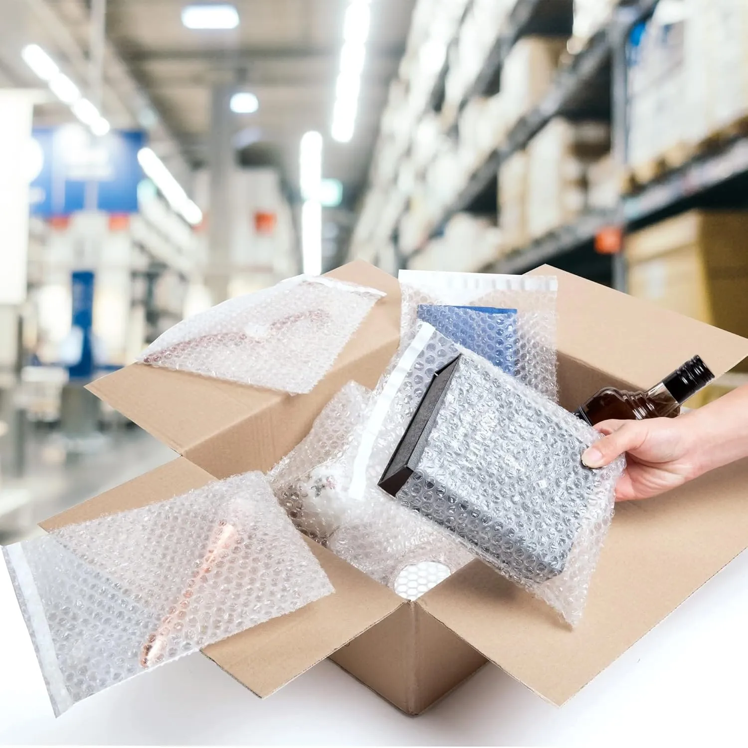 Shipping Bubble Bag, 12 x 11.5 Inches. 10 Pack Clear Bags for Packaging. Self Seal Bubble Pouches for Packing. Waterproof Polyethylene Storage Moving Bags. Packing Materials for Fragile Items