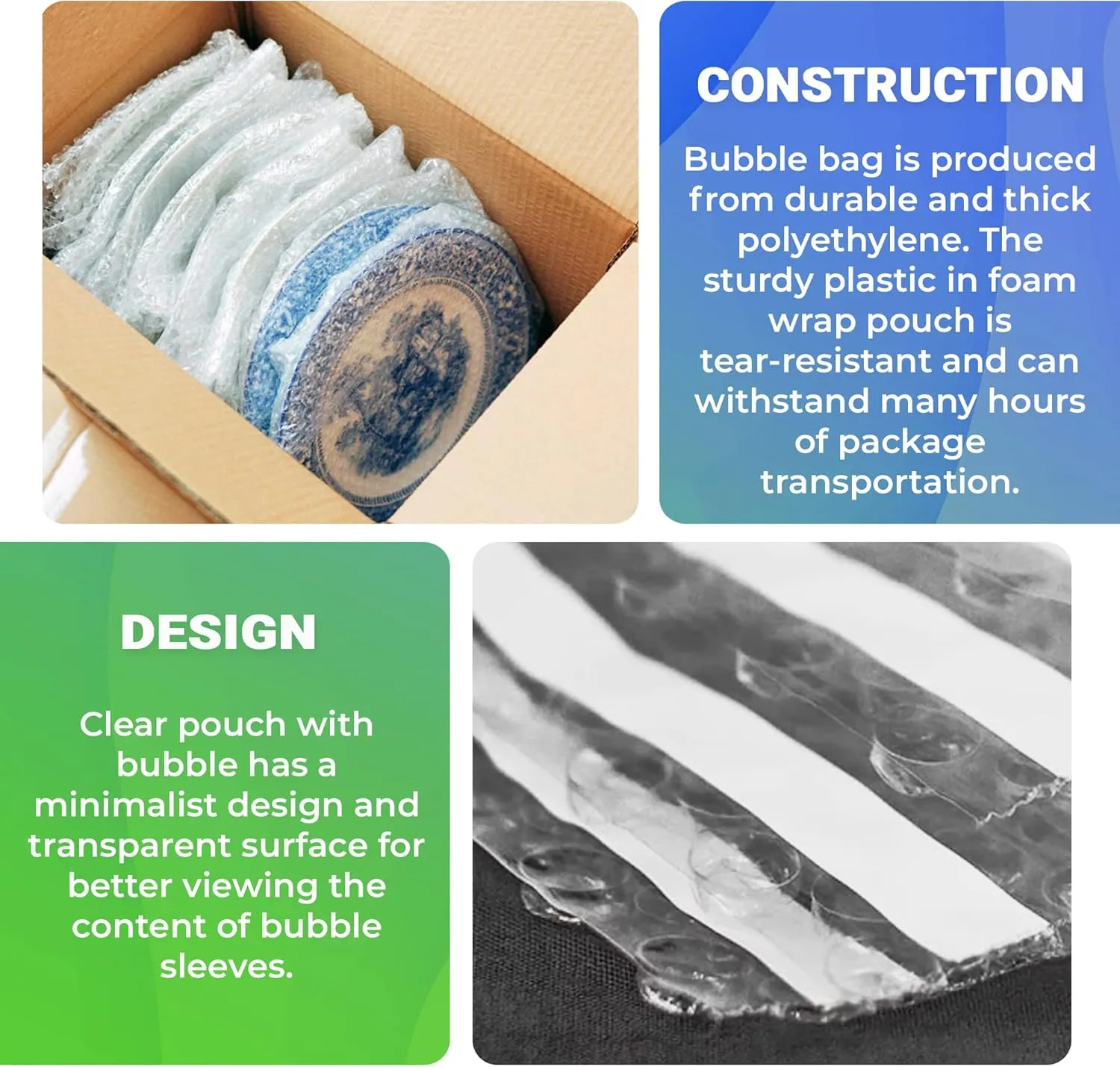 Shipping Bubble Bag, 12 x 11.5 Inches. 10 Pack Clear Bags for Packaging. Self Seal Bubble Pouches for Packing. Waterproof Polyethylene Storage Moving Bags. Packing Materials for Fragile Items