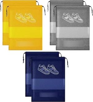 Shoe Bag for Travel & Storage Travel Organizer for Women & Men Travel Accessories Shoe Organizer Shoe Bags Pouches Travel Shoe Cover, Essentials - Pack of 6 Shoe Pouch (Blue, Yellow, Grey)