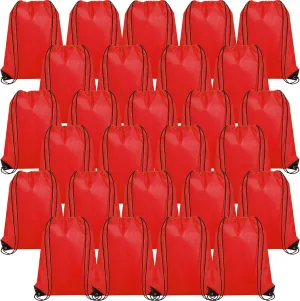 Silkfly 100 Pieces Drawstring Backpack Bags Bulk Portable Blank Cinch Storage Bags for Sports, School, DIY Gifts, Homeless, Social Assistance(Red)