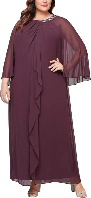 S.L. Fashions Women's Long Jewel Neck Halter Dress