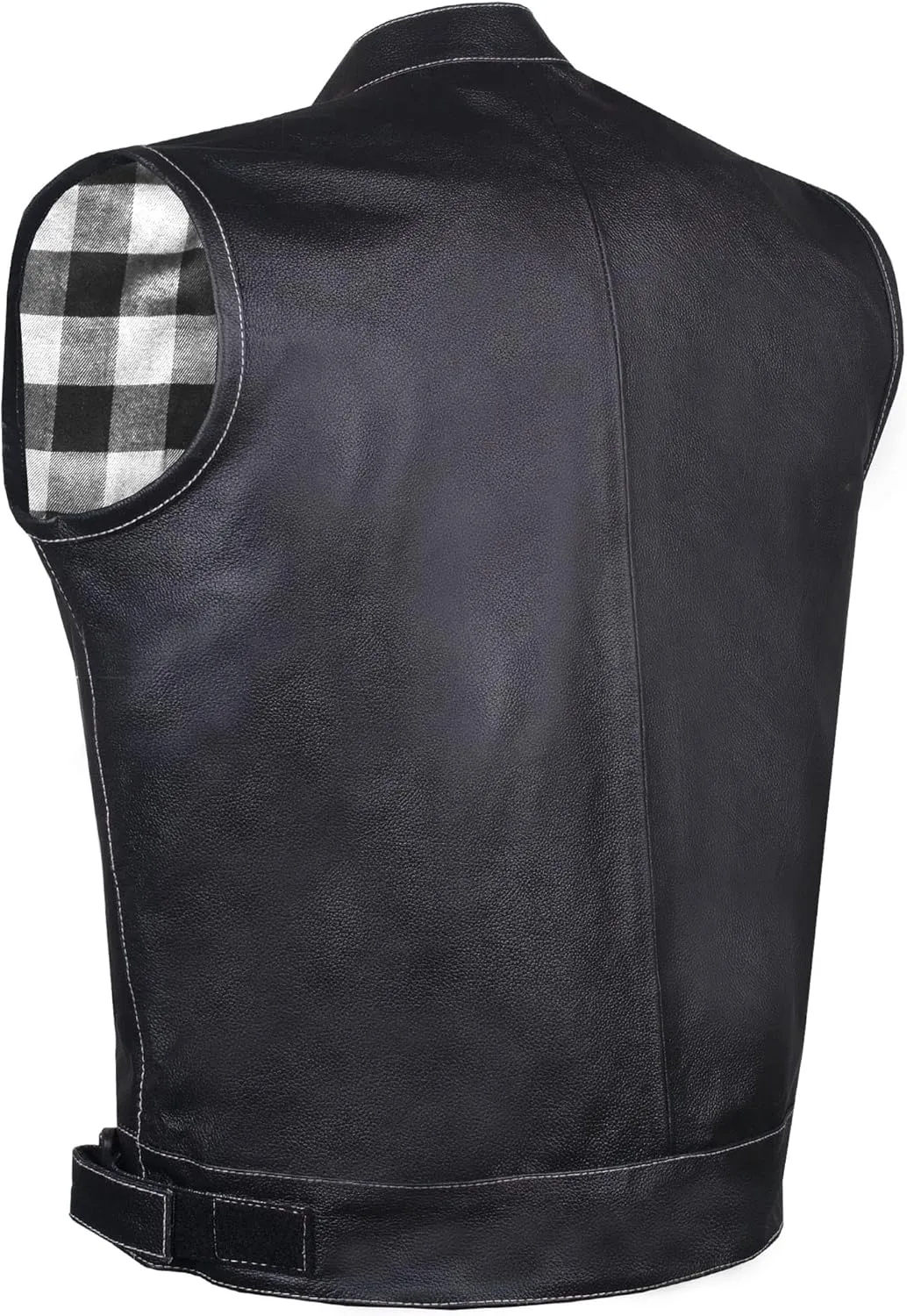 SOA Men's Leather Motorcycle Concealed Gun Pockets Biker Club Vest w/Armor