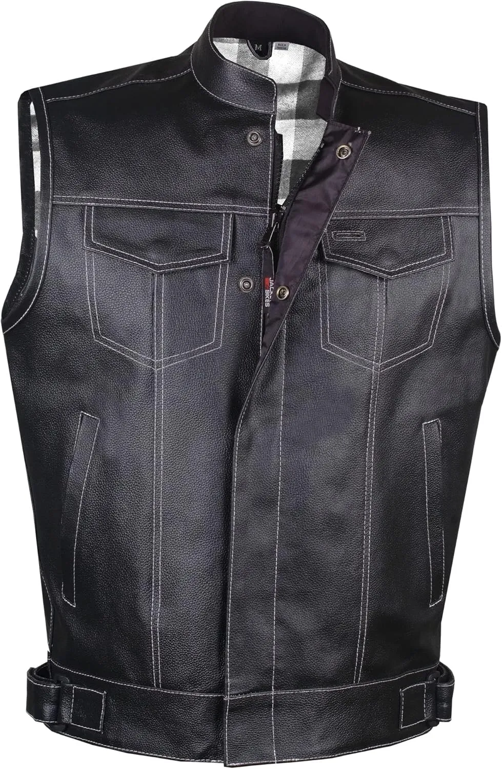 SOA Men's Leather Motorcycle Concealed Gun Pockets Biker Club Vest w/Armor