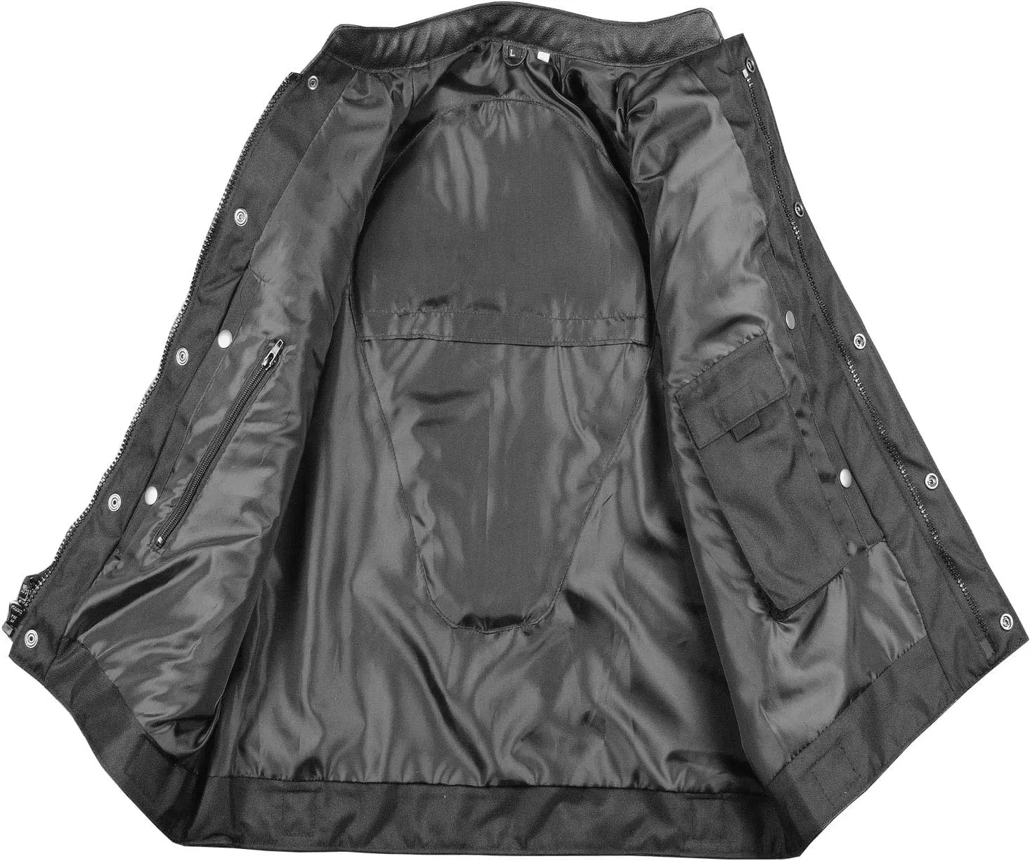 SOA Men's Leather Motorcycle Concealed Gun Pockets Biker Club Vest w/Armor