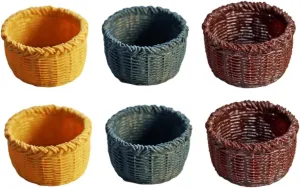 Sosoport 1set Miniature Basket Creative Storage Baskets for Dollhouse Accessories Adorable House Ornament Realistic Design 6pcs