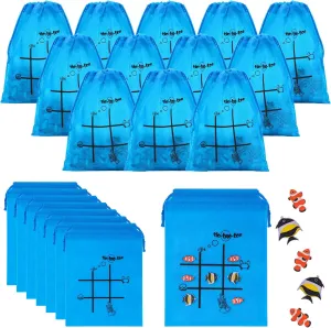 Sotiff 36 Set Tic Tac Toe Game Bulk for Boys Girls Ocean Tropical Fish Gifts Blue Tic Tac Toe with Bag Classroom Prizes Games for School Exchange Birthday Party Favor Supplies, 5.9x7.9''