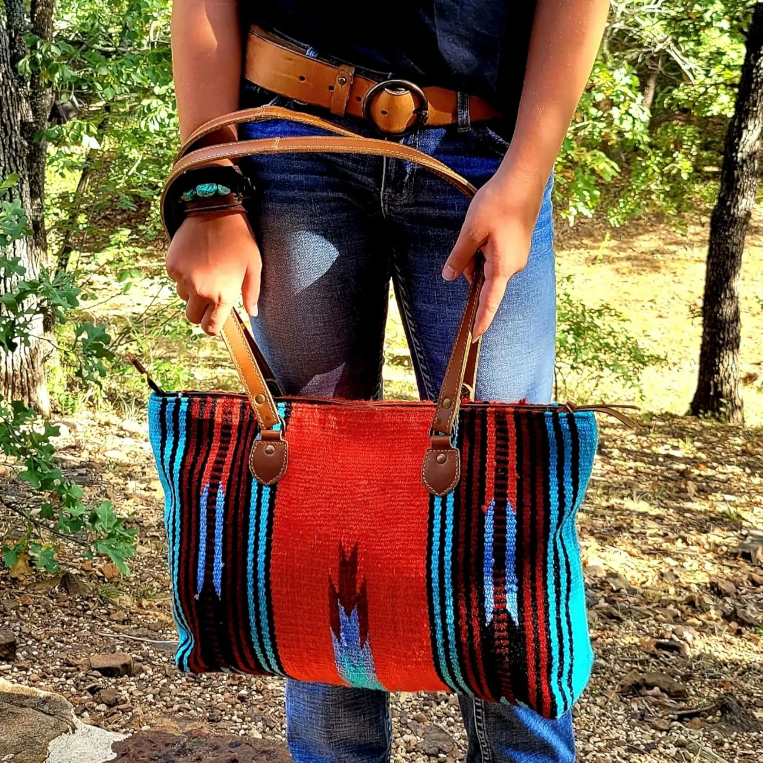 Southwestern Large Handwoven Wool Boho Tote Bag Tote Purse (Sedona)