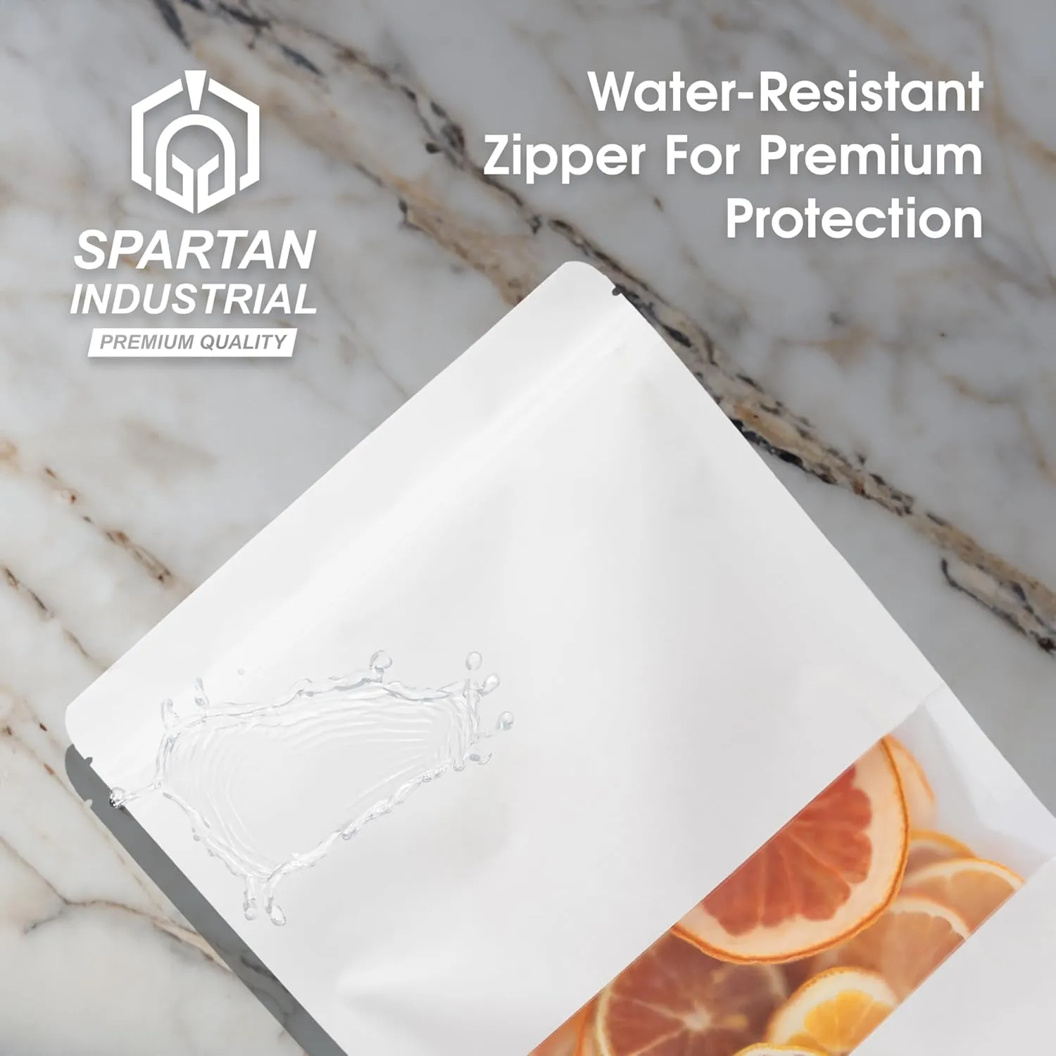 Spartan Industrial - 5" X 8" White Zip Top Food Bags - Pack of 100 Resealable Smell-Proof Pouches for Packaging Coffee, Tea, Spices, Snacks, and More