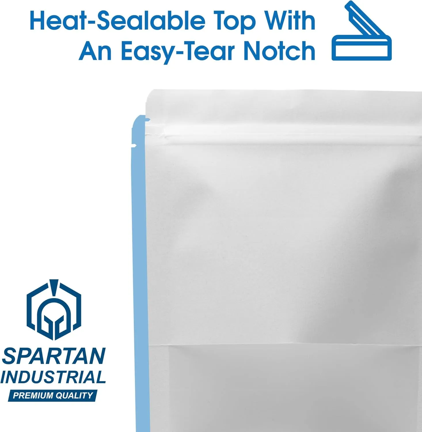 Spartan Industrial - 5" X 8" White Zip Top Food Bags - Pack of 100 Resealable Smell-Proof Pouches for Packaging Coffee, Tea, Spices, Snacks, and More