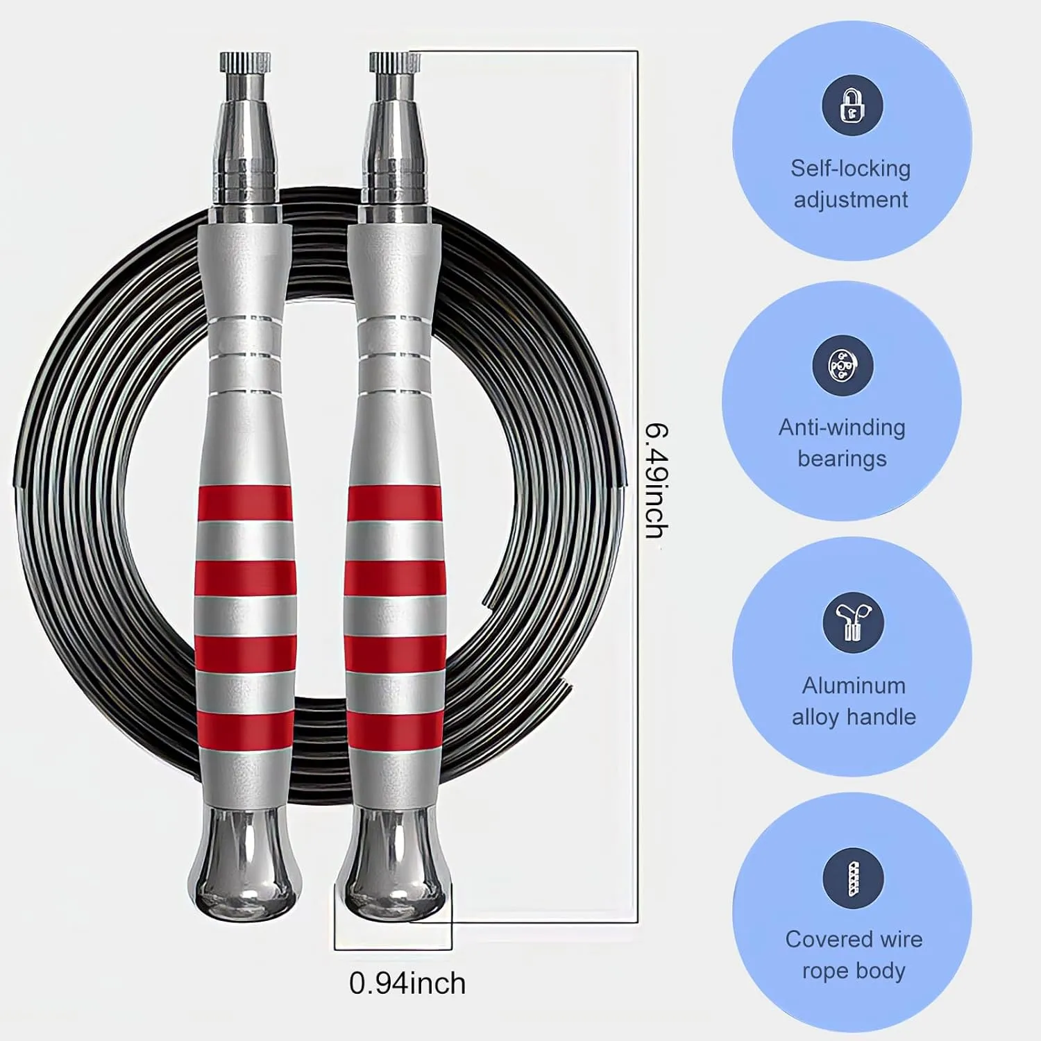 Speed Jump Rope, Double Under Jumping Rope, Aluminium Handle Skipping Rope for Self-Locking Which is Easy to Adjust Length, Removable Weight, Boxing Crossfit Fitness Training for Men Women