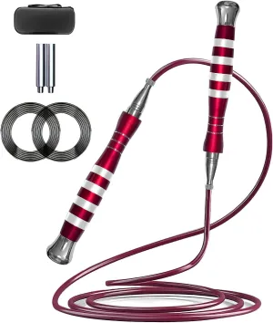 Speed Jump Rope, Double Under Jumping Rope, Aluminium Handle Skipping Rope for Self-Locking Which is Easy to Adjust Length, Removable Weight, Boxing Crossfit Fitness Training for Men Women