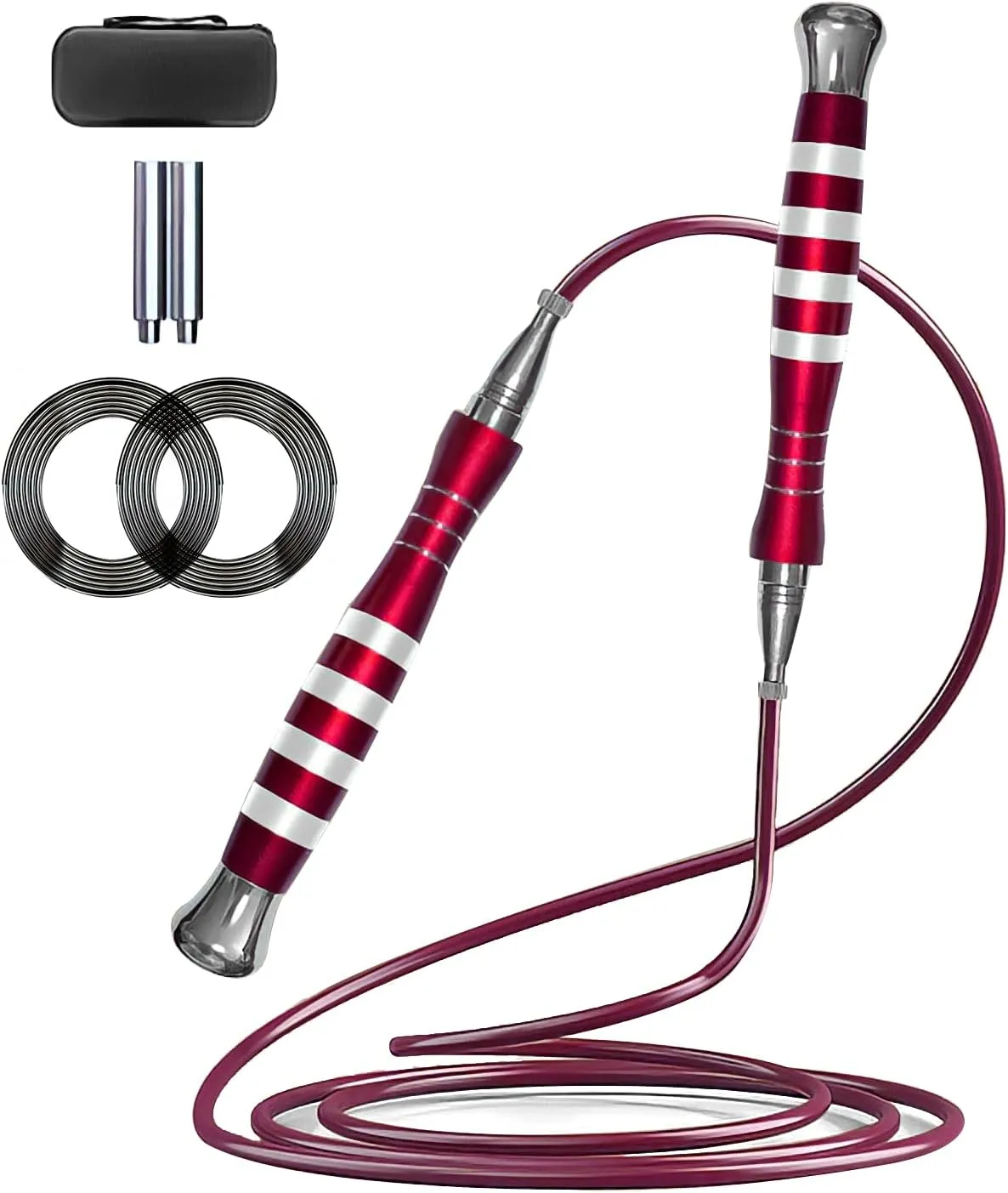 Speed Jump Rope, Double Under Jumping Rope, Aluminium Handle Skipping Rope for Self-Locking Which is Easy to Adjust Length, Removable Weight, Boxing Crossfit Fitness Training for Men Women