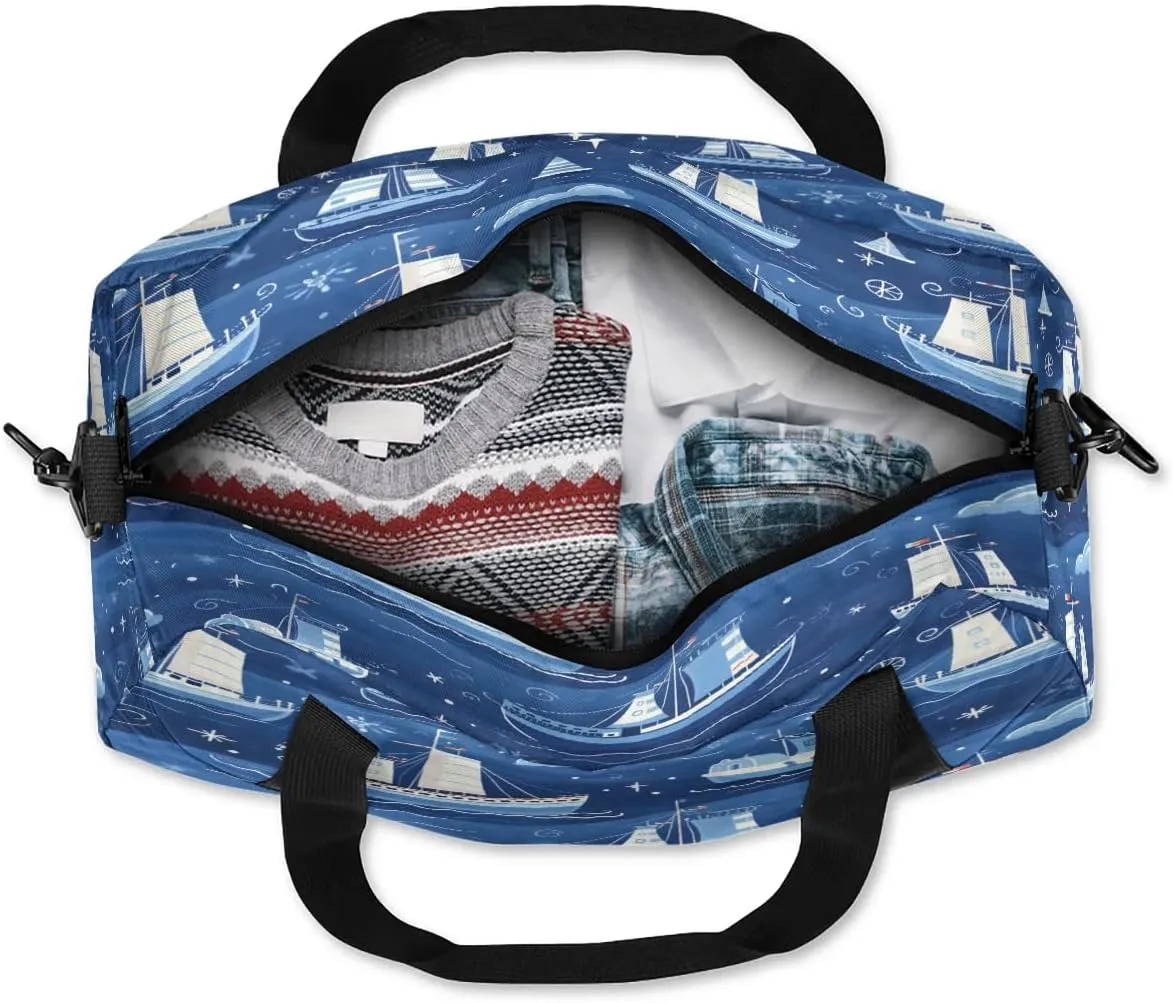 Sport Duffel Bag Cartoon Ship Kids Gym Bag Weekender Overnight Bags for Boys Girls Teens Carry On Workout Travel Bag