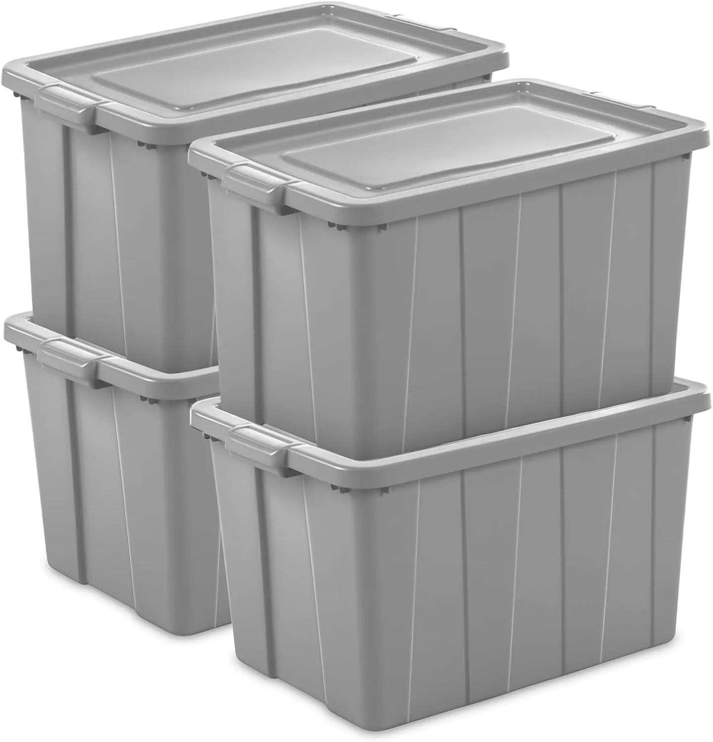 Sterilite 4 Pack Tuff1 Storage Tote, Stackable Plastic Bin with Lid, 30 Gallon