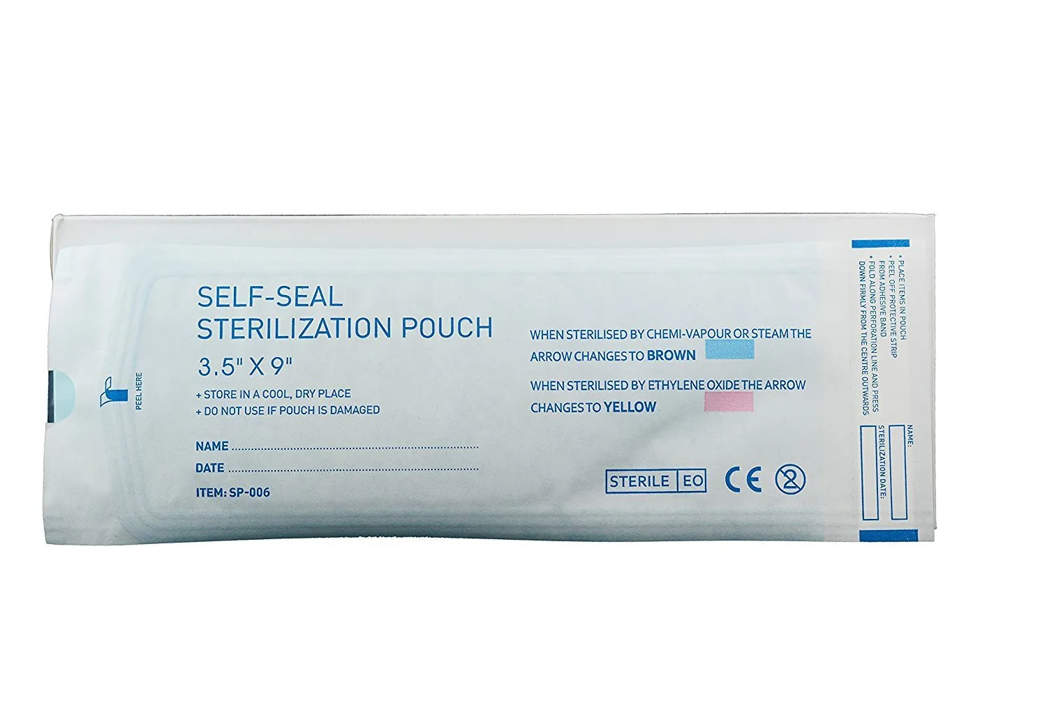 Sterilization Pouches Self-Sealing Autoclave Bags with Indicators by P&P Medical Surgical for Professional Surgical Instrument Cleaning (3.5" x 9" - Case of 4000)