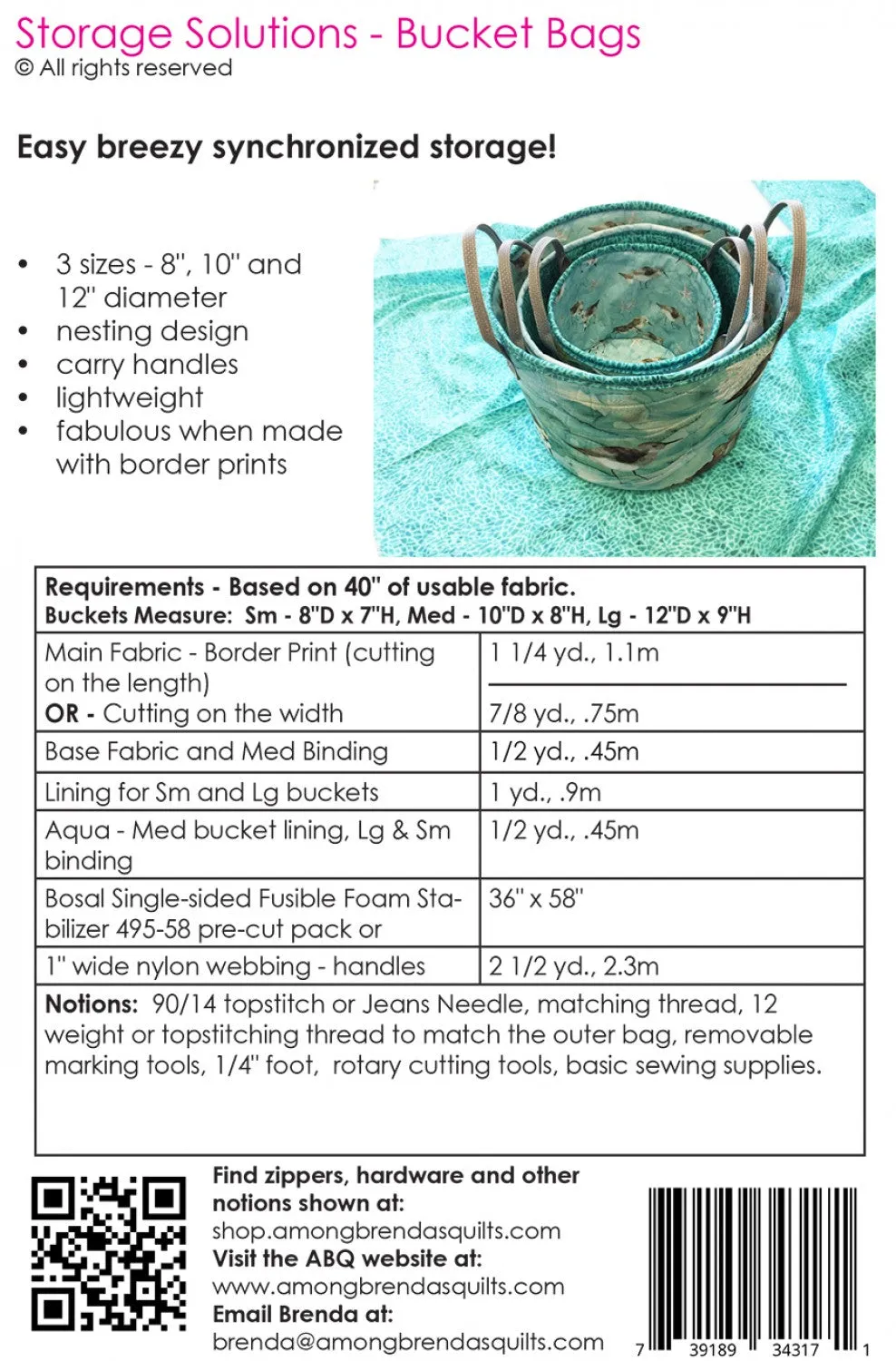 Storage Solutions Bucket Bags Pattern ABQ198  Sku: 57889
