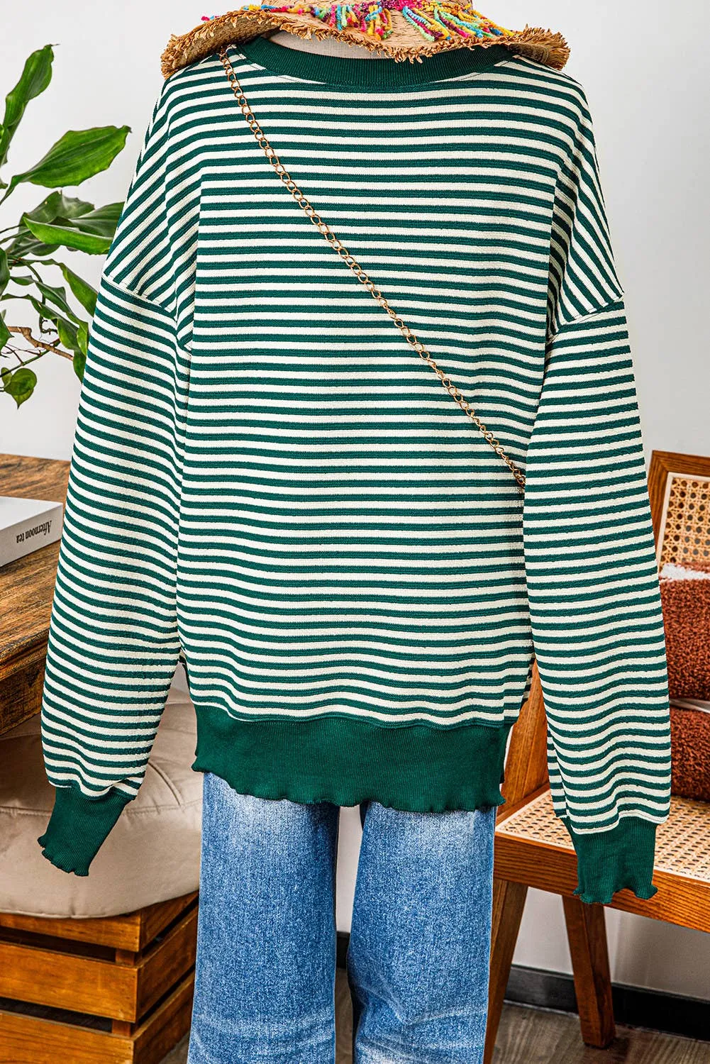 Striped Sequin Clover L/S Top