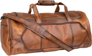 STS Ranchwear Tucson Duffel Leather Weekender Travel Luggage Bag w/Carry Handles & Shoulder Strap, Rich Tan