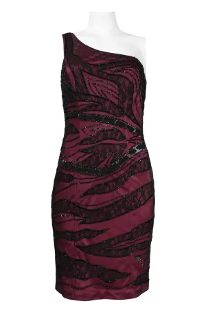 Sue Wong One Shoulder Lace Embellished Dress