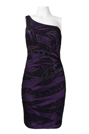 Sue Wong One Shoulder Lace Embellished Dress