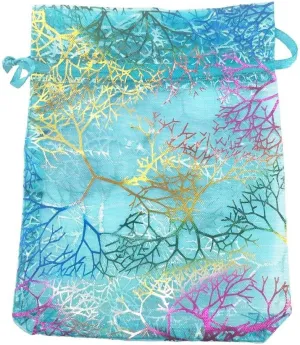 SumDirect 100Pcs 5x7 Inch Blue Coralline Drawstring Organza Bags, Jewelry Favor Pouches for Gift Wedding Party Festival
