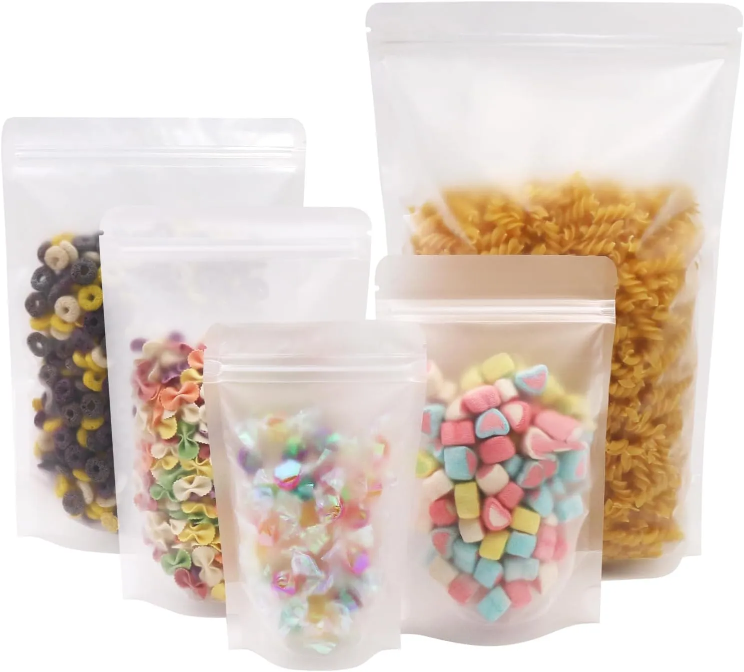 SumDirect 50Pcs 9x13.8inches Matte Frosted (Not Clear) Zipper Resealable Stand Up Drink Bags,Snack Food Tea Packing Drinking Pouches -9x13.8inches