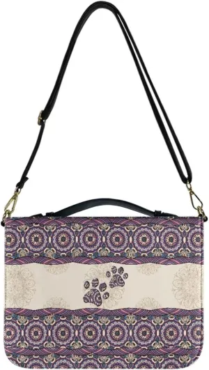 Suobstales Boho Mandala Dog Paw Pattern Bible Covers for Women Men PU Leather Bible Case Bible Bag Bible Accessories with Handle and Shoulder Strap Multifunctional Bible Tote Bag for Kids, 2XL