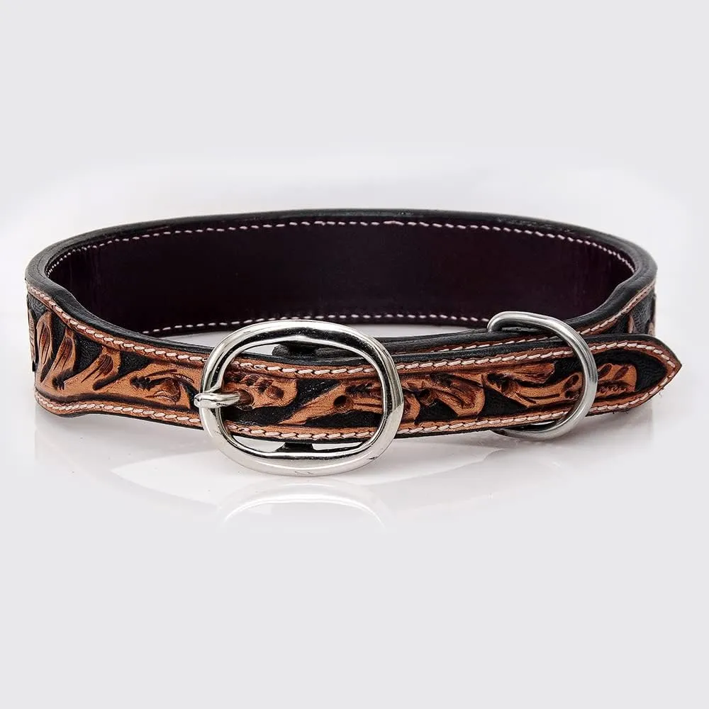 Tan Large HILASON Strong Genuine Leather Dog Collar Beaded Large | Dog Collar | Leather Dog Collar | Beaded Dog Collar | Beaded Leather Dog Collar | Handmade Dog Collar | Soft Dog Collar | Hand Tooled