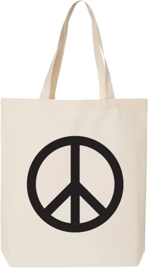Tees & Tails Peace Sign Canvas Multipurpose Tote Bag Reusable All-Natural Gift Bag With Gusset