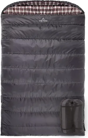 TETON Mammoth, 20 Degree and 0 Degree Sleeping Bags, Double Sleeping Bag, A Warm Bag the Whole Family can Enjoy. Great Sleeping Bag for Camping, Hunting and Base Camp. Compression Sack Included