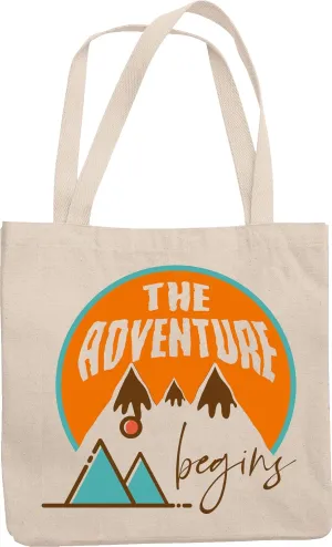 The Adventure Begins. Reusable Tote Bag For Siblings, Cousins, Bestfriends, Or Colleague Who's An Adventurer, Campers, Hikers, Vacationists, Traveller, And Other Tourists