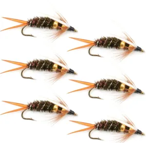 The Fly Fishing Place Double Bead Prince Nymph Fly Fishing Flies - Trout and Bass Wet Fly Pattern - 6 Flies Hook Size 8