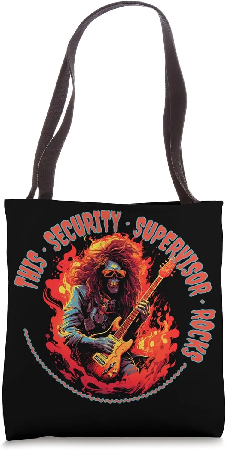 This Security Supervisor Rocks Funny Musician Tote Bag