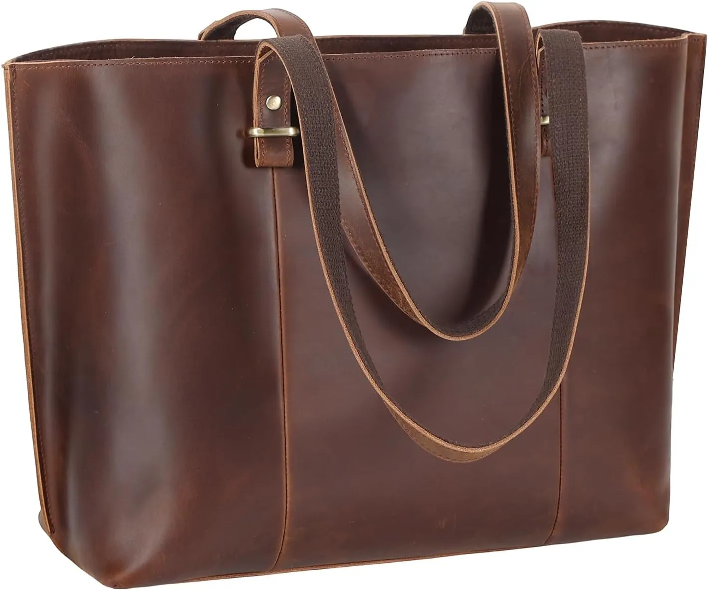 TIDING Vintage Full Grain Leather Tote Shoulder Bag for Women Business Work Satchel Handbag with Top Handles