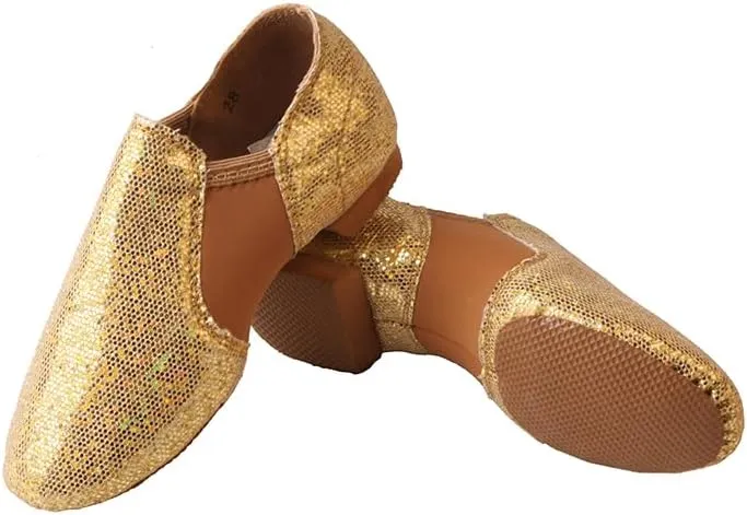 TMA EYES Golden Sequin PU Upper Slip-on Fashion Dance Shoes for Girl's