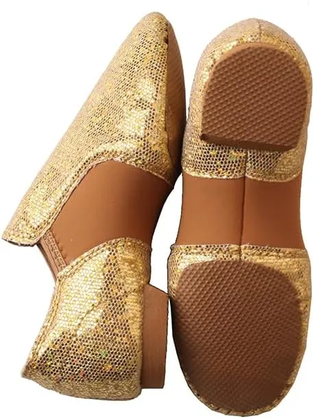 TMA EYES Golden Sequin PU Upper Slip-on Fashion Dance Shoes for Girl's