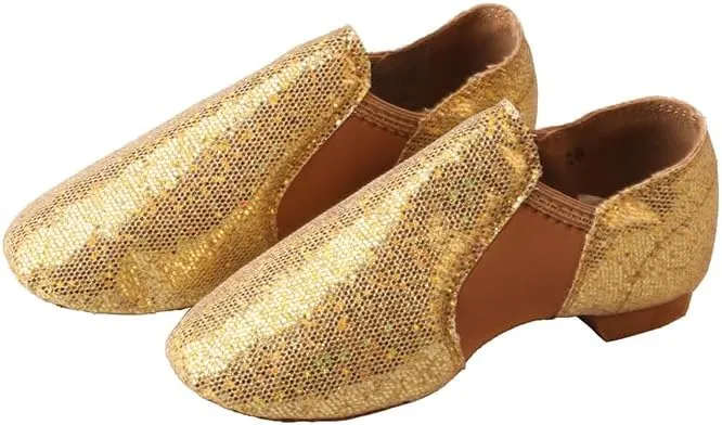 TMA EYES Golden Sequin PU Upper Slip-on Fashion Dance Shoes for Girl's
