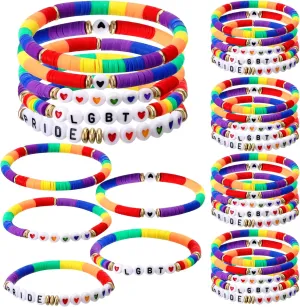 Tondiamo 30 Pcs Rainbow Gay Pride Bracelets LGBT Support Wristbands for Pride Day Month Parades Decorations Party Supplies