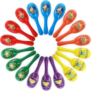 TOPZEA 18 Pack Mini Wood Maracas, 6 Design Wooden Cinco De Mayo Maracas Mexican Party Favor Decorations Fun Musical Noisemaker for Carnival, Taco Night, Birthday, Luau Party, 6 Color