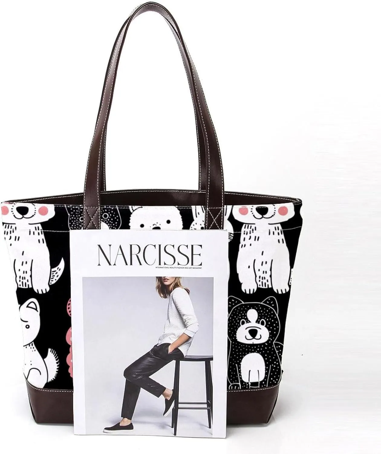 Tote Bag for Women, Large Tote Bags for Women, Women's Tote Handbags, Sheep Cat Dog Cartoon Animal, Totes for Women