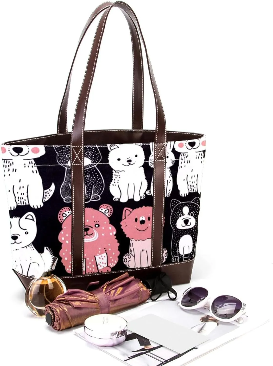 Tote Bag for Women, Large Tote Bags for Women, Women's Tote Handbags, Sheep Cat Dog Cartoon Animal, Totes for Women