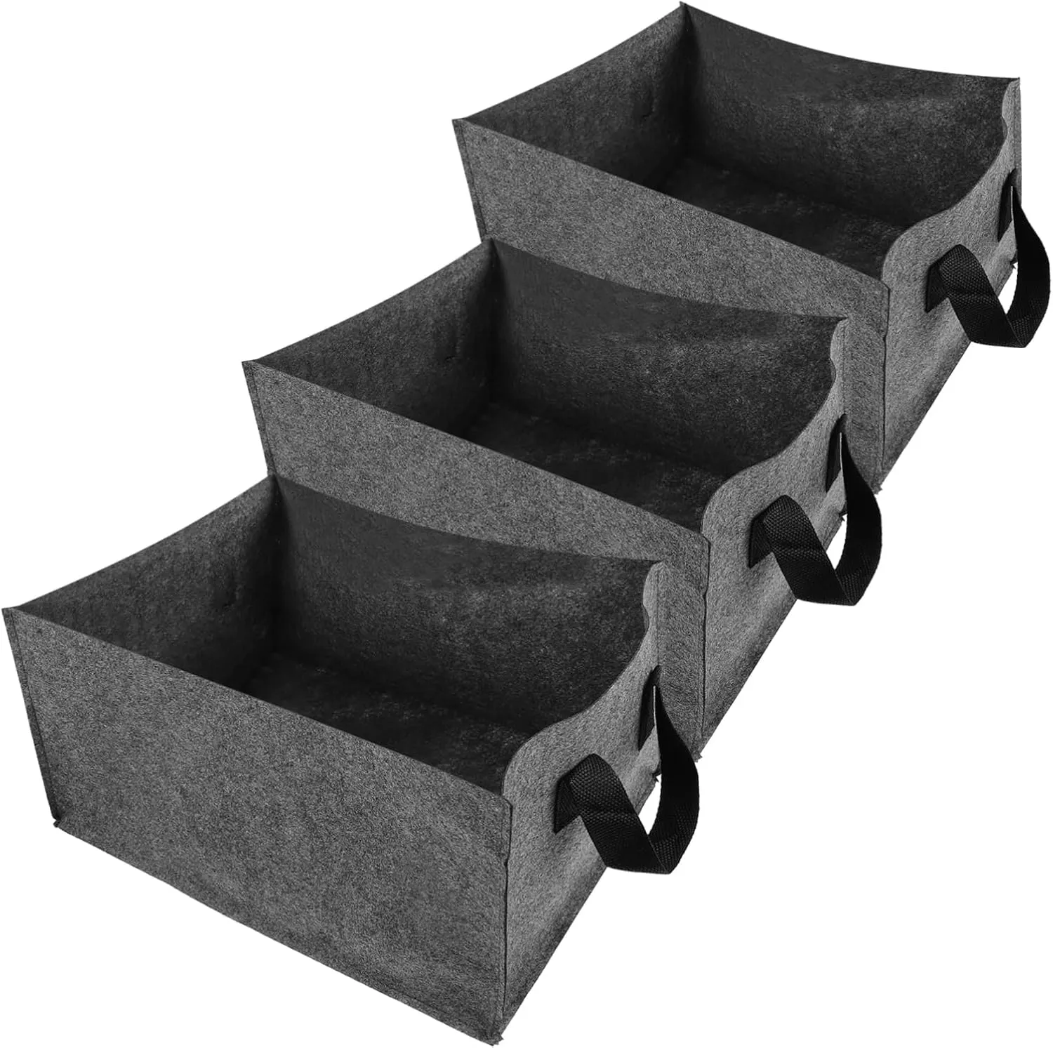 Totority 3pcs Rectangular Plant Grow Bags Non-Woven Thickened Bags for Vegetable Fruit Breathable Garden Nursery Pouches