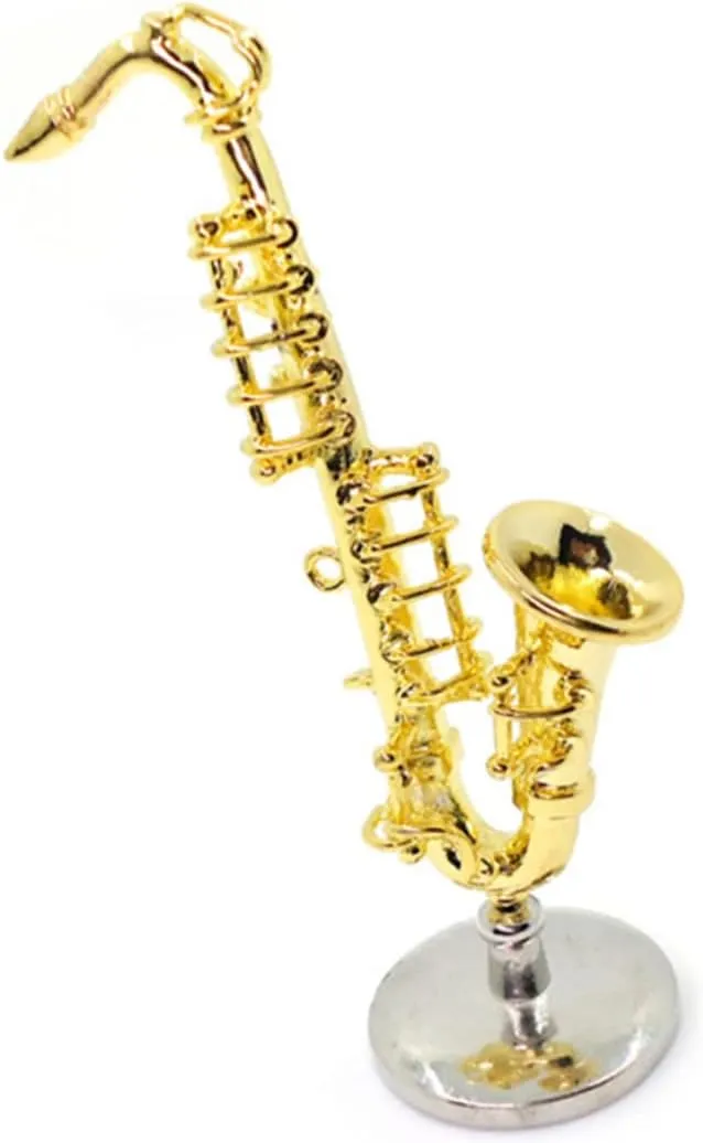 TOYANDONA 2pcs Mini Alloy Saxophone Toy for Dollhouse Decoration Boy Girl Instrument Lightweight and Safe Lifelike Design for Girl Bedroom Store Decor