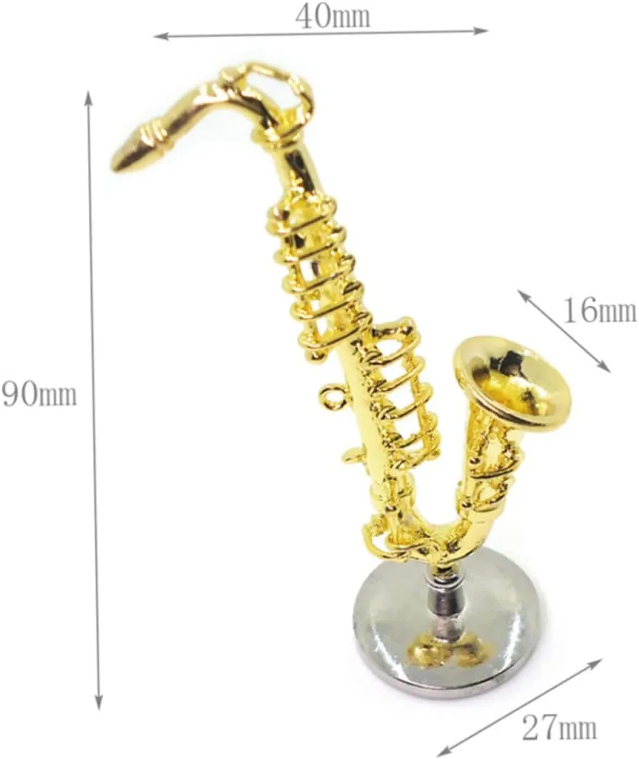 TOYANDONA 2pcs Mini Alloy Saxophone Toy for Dollhouse Decoration Boy Girl Instrument Lightweight and Safe Lifelike Design for Girl Bedroom Store Decor