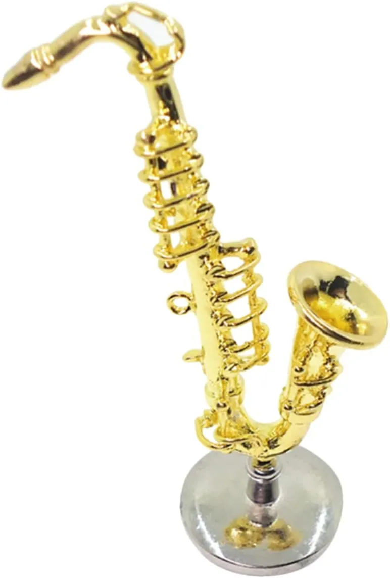 TOYANDONA 2pcs Mini Alloy Saxophone Toy for Dollhouse Decoration Boy Girl Instrument Lightweight and Safe Lifelike Design for Girl Bedroom Store Decor