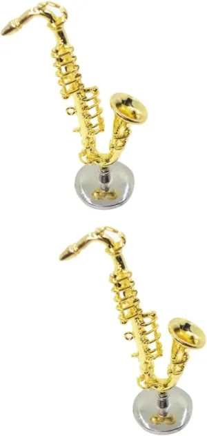 TOYANDONA 2pcs Mini Alloy Saxophone Toy for Dollhouse Decoration Boy Girl Instrument Lightweight and Safe Lifelike Design for Girl Bedroom Store Decor