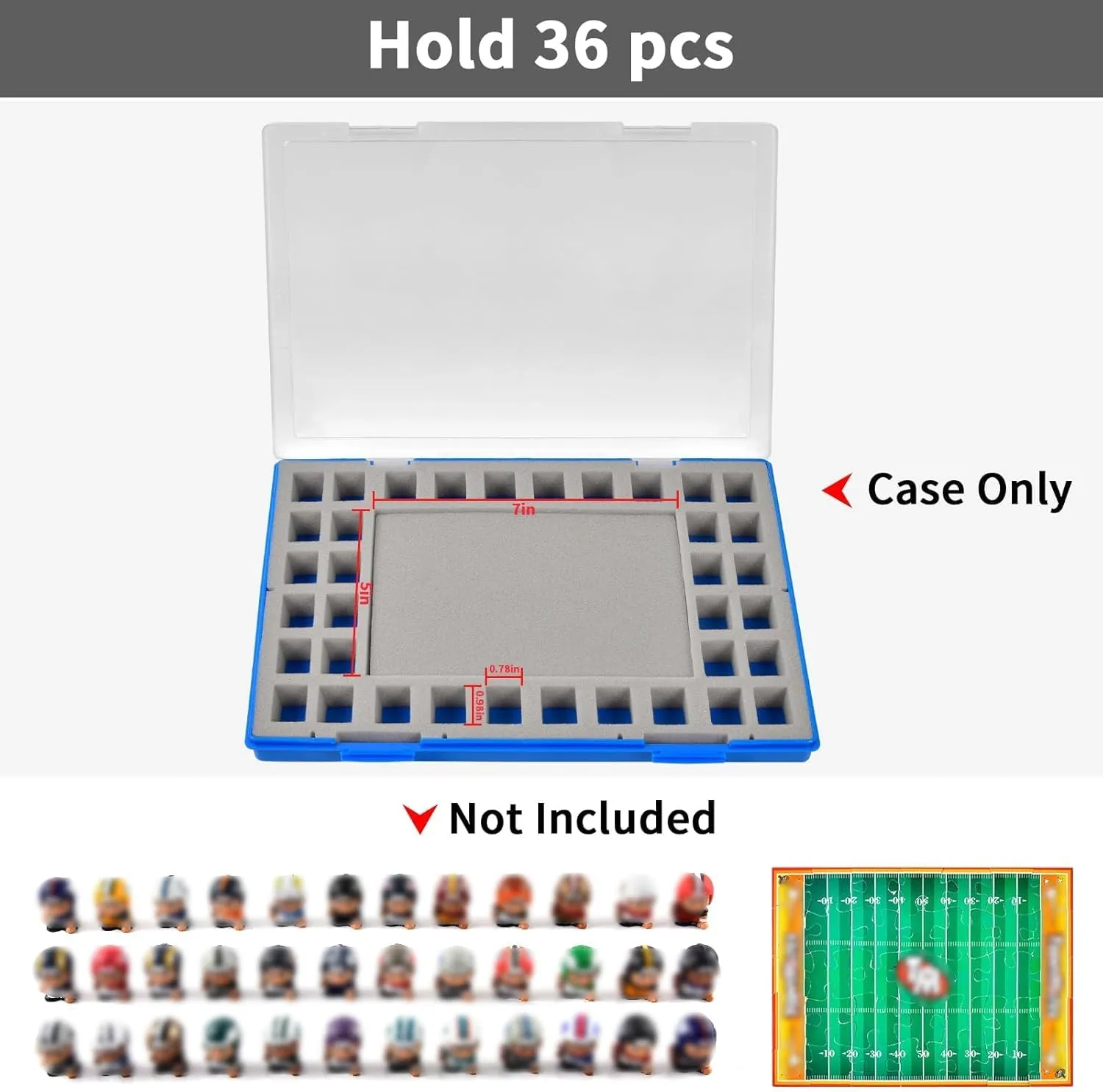 Toys Collector Box Compatible with Teenymates for Party Animal Football Baseball Basketball Hockey Series Mini Figures, Storage Organizer for Blind Bags Set Mystery Pack (Case Only) -Blue